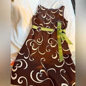 Dressbarn Chocolate Dress with Olive Accent